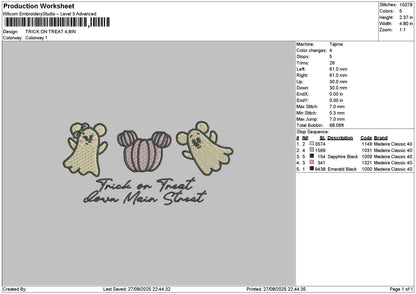 Pumpkintrick Embroidery File 6 sizes