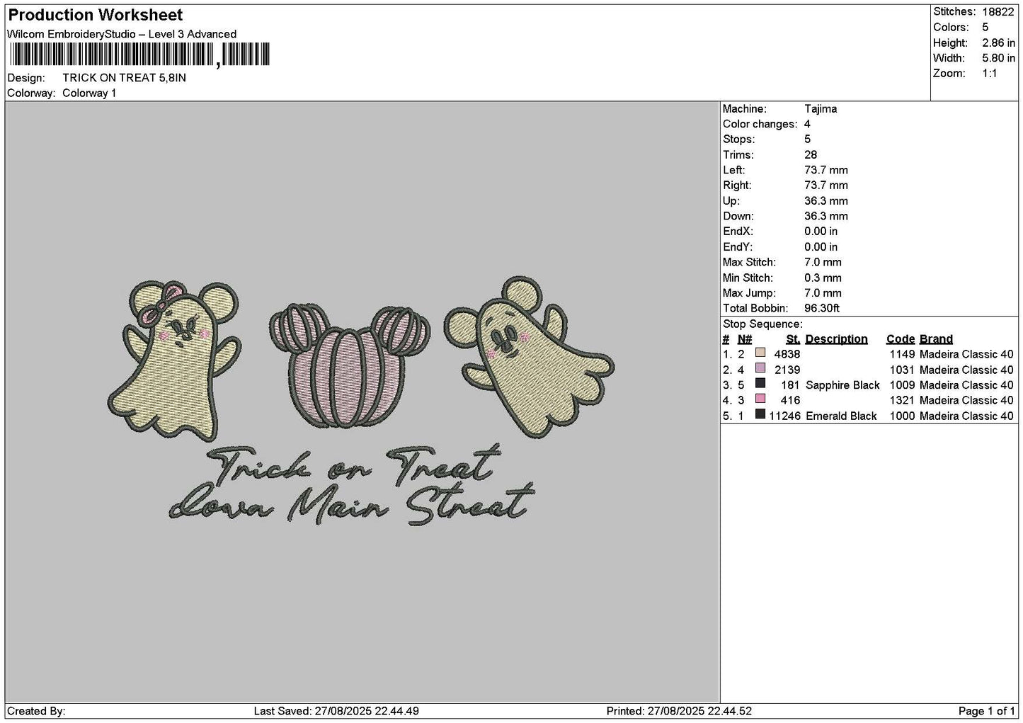 Pumpkintrick Embroidery File 6 sizes