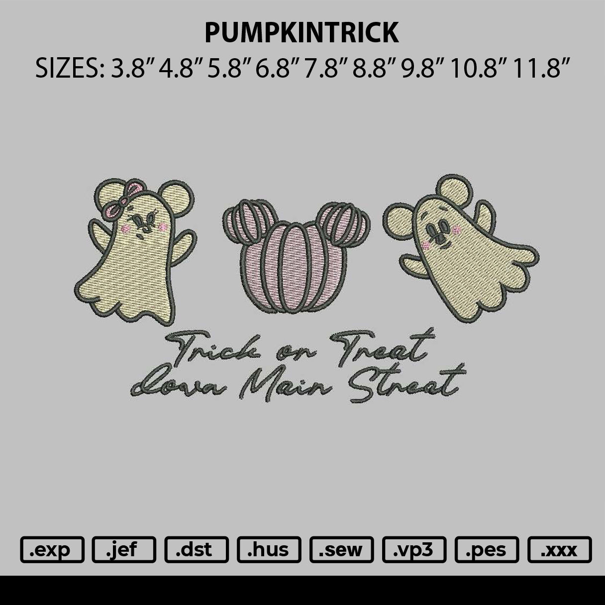 Pumpkintrick Embroidery File 6 sizes