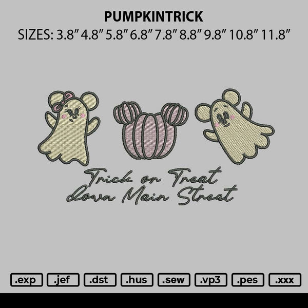 Pumpkintrick Embroidery File 6 sizes