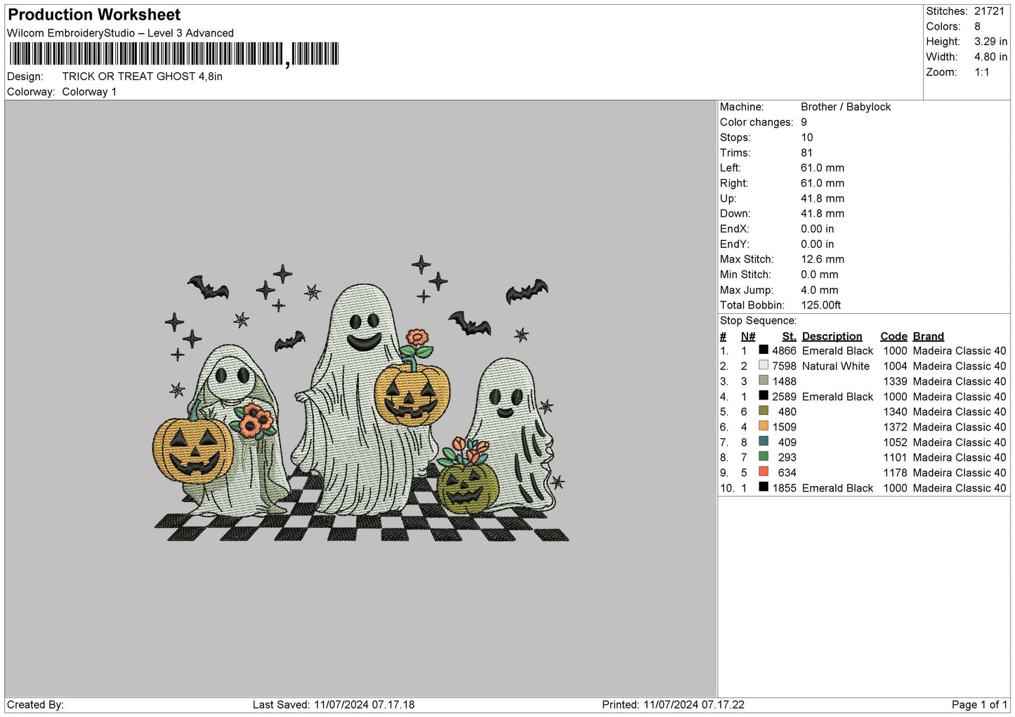 Ghosts Tot Embroidery File 6 sizes