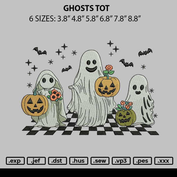 Ghosts Tot Embroidery File 6 sizes