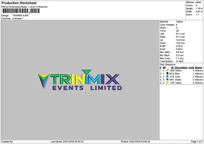 Trinimixtext Embroidery File 6 sizes