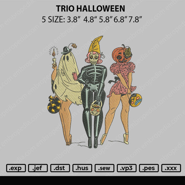 Trio Halloween Embroidery File 5 sizes