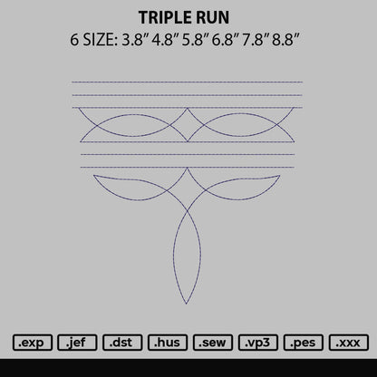 Triple Run Embroidery File 6 sizes