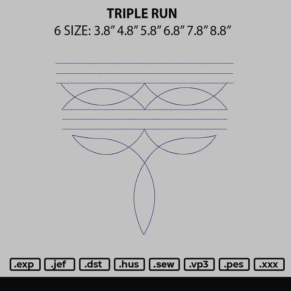 Triple Run Embroidery File 6 sizes