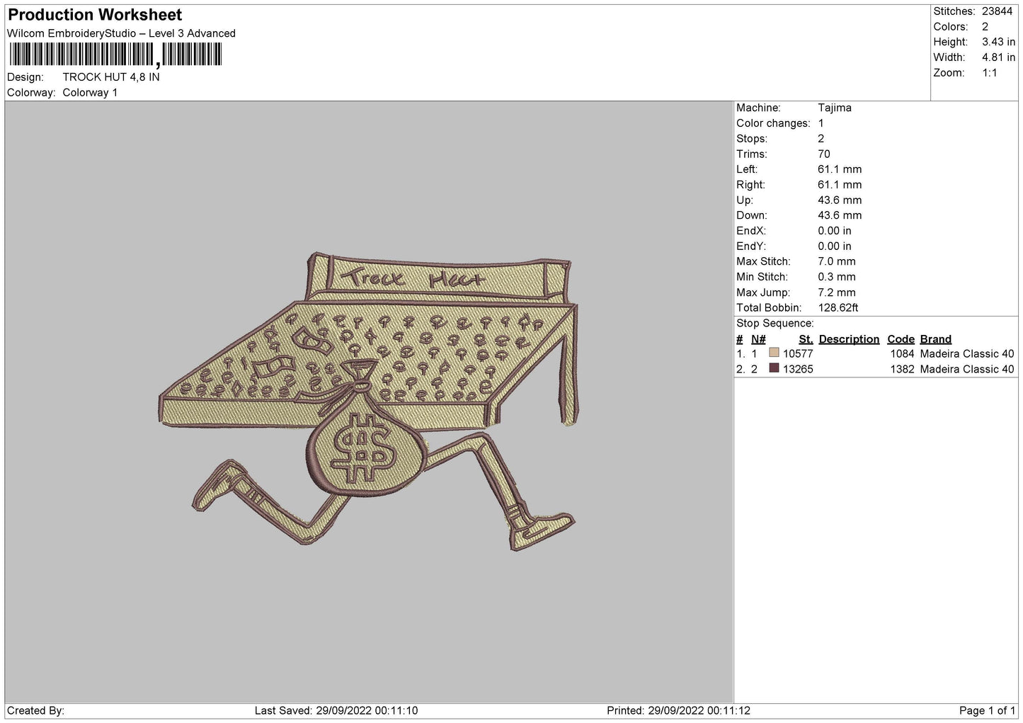 Trock Hut Embroidery File 5 sizes