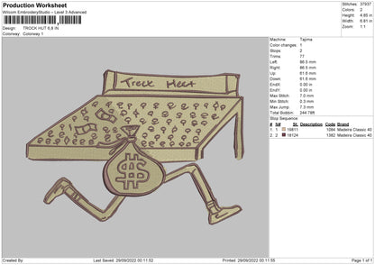 Trock Hut Embroidery File 5 sizes