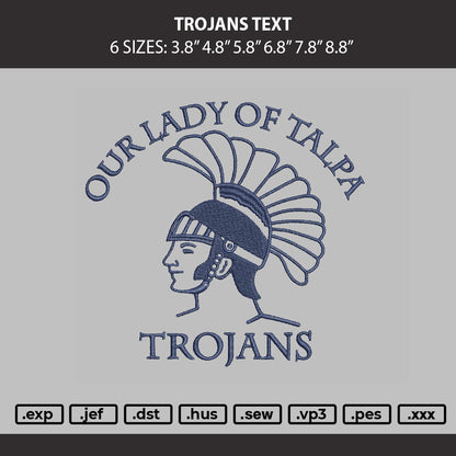 Trojans Text Embroidery Machine Design File 6 sizes