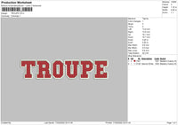 Troupe Embroidery File 4 size