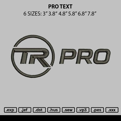 Pro Text Embroidery File 6 sizes