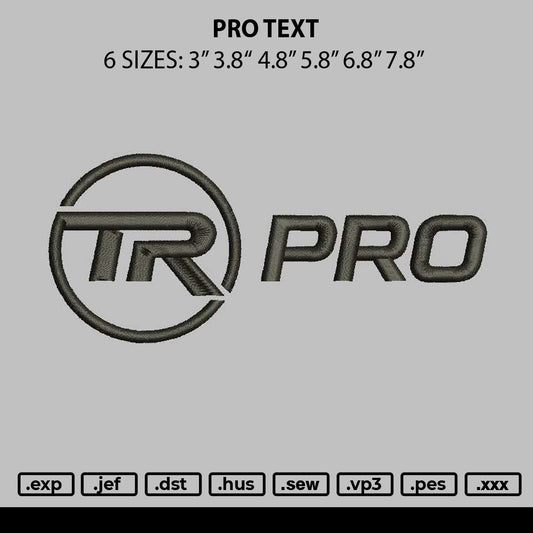 Pro Text Embroidery File 6 sizes