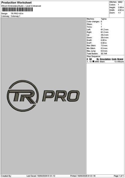Pro Text Embroidery File 6 sizes