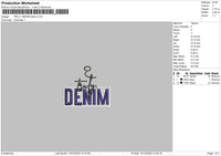 Denim Text Embroidery File 6 sizes