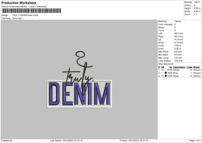 Denim Text Embroidery File 6 sizes