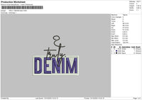 Denim Text Embroidery File 6 sizes