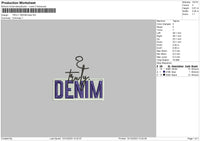 Denim Text Embroidery File 6 sizes