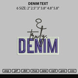 Denim Text Embroidery File 6 sizes