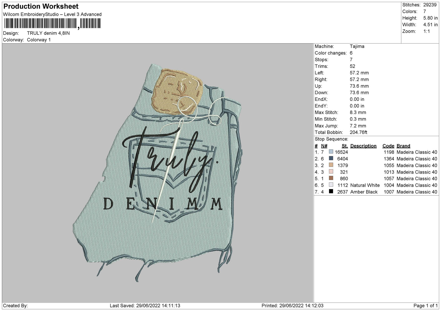 Truly Denim Embroidery File 4 sizes