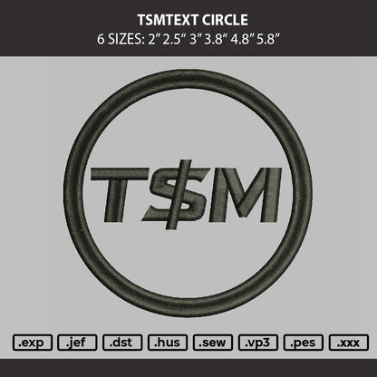 Tsmtext Circle Embroidery Machine Design File 6 sizes