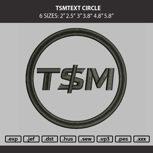 Tsmtext Circle Embroidery Machine Design File 6 sizes