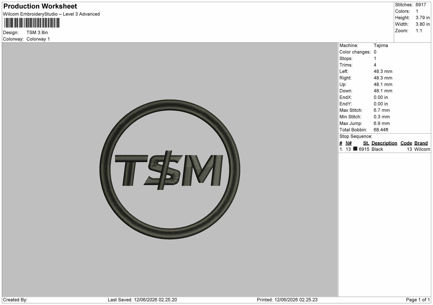 Tsmtext Circle Embroidery Machine Design File 6 sizes