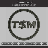 Tsmtext Circle Embroidery Machine Design File 6 sizes