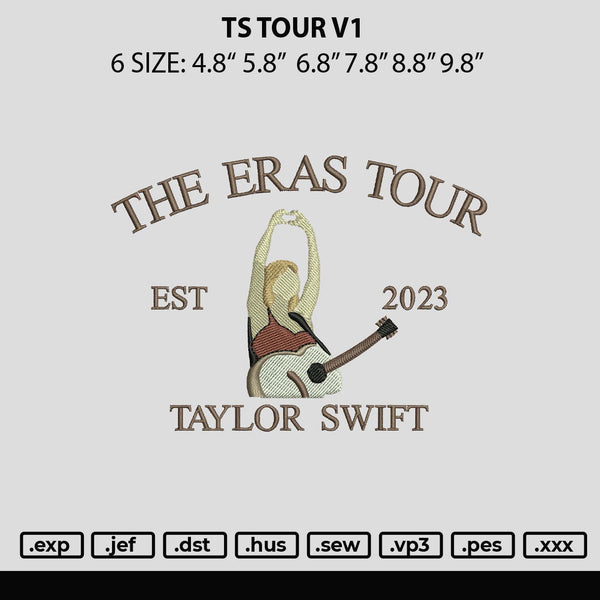 Ts Tour V1 Embroidery File 6 sizes