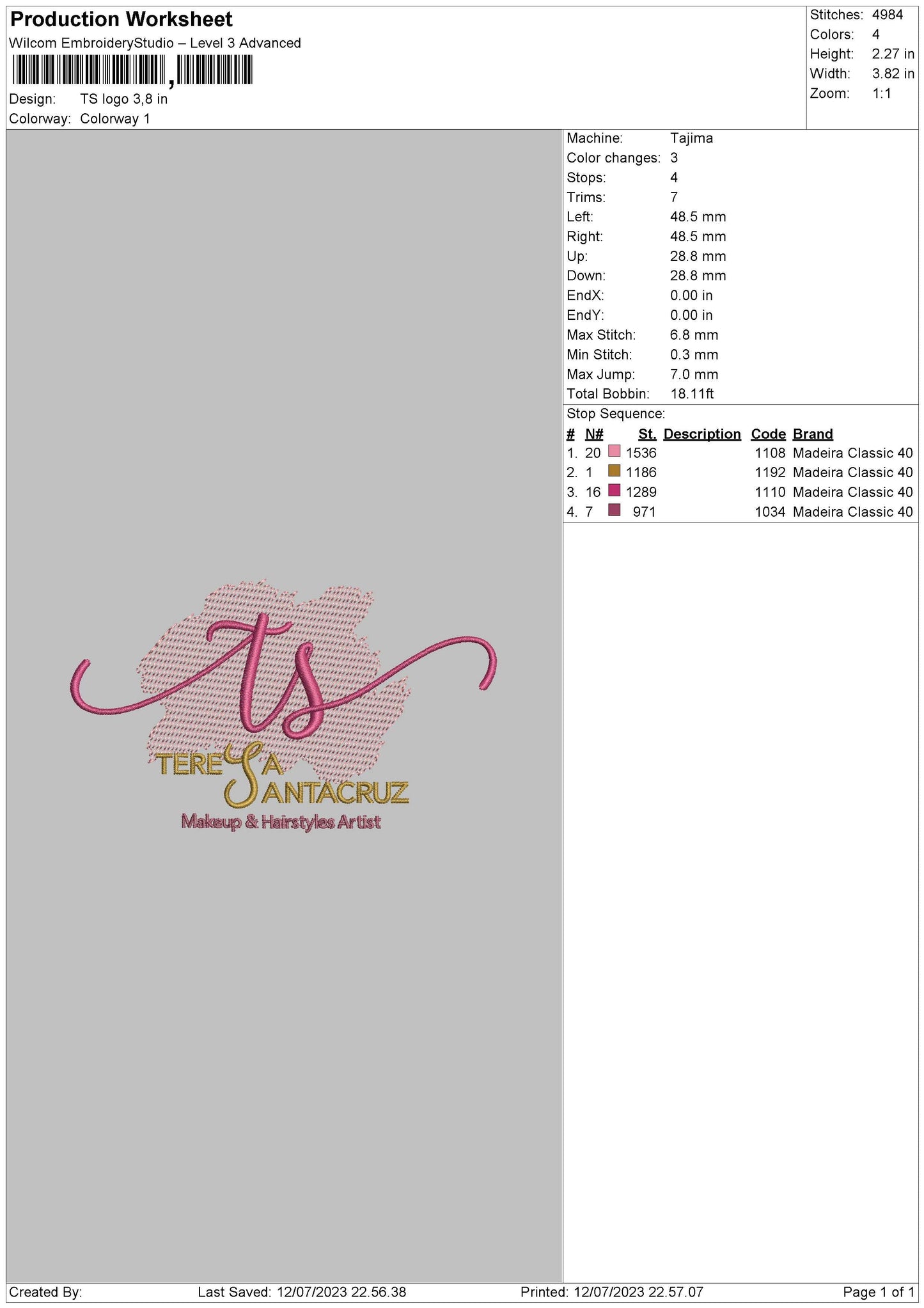 Ts Logo Embroidery File 6 sizes