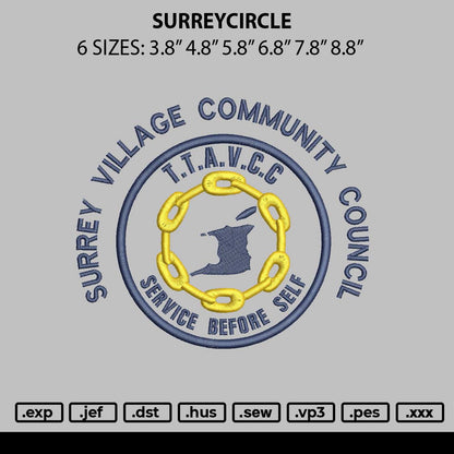 Surreycircle Embroidery File 6 sizes