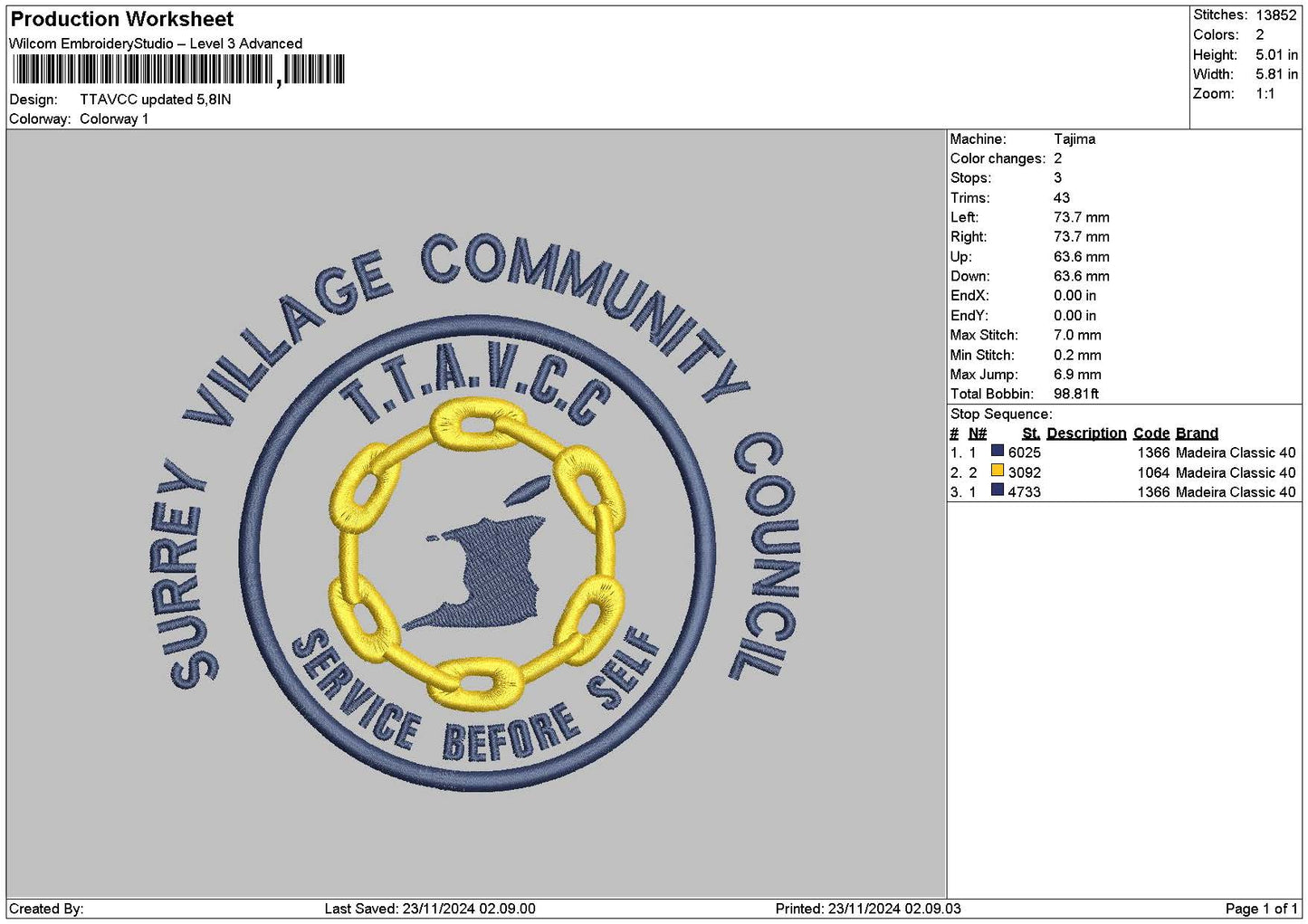 Surreycircle Embroidery File 6 sizes