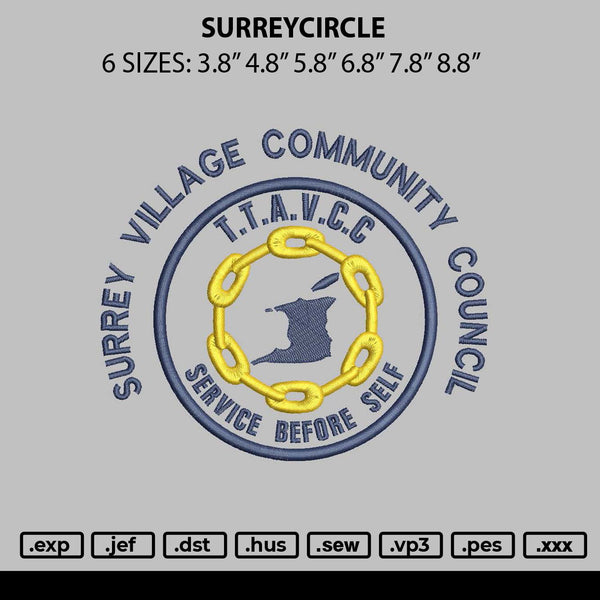 Surreycircle Embroidery File 6 sizes