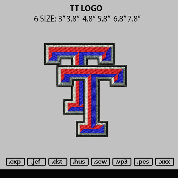 TT Logo Embroidery File 6 sizes