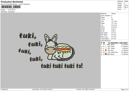 Donkey 1411 Embroidery File 6 sizes