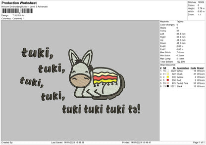 Donkey 1411 Embroidery File 6 sizes
