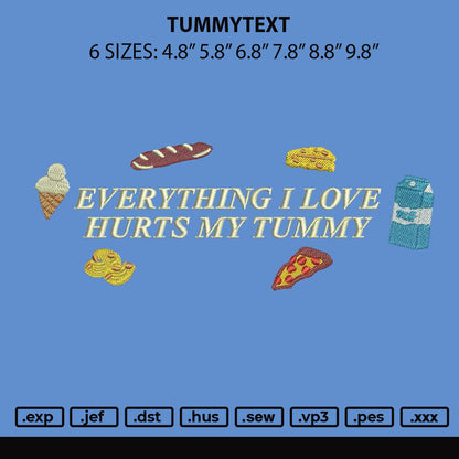 Tummytext Embroidery File 6 sizes