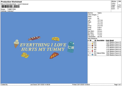 Tummytext Embroidery File 6 sizes