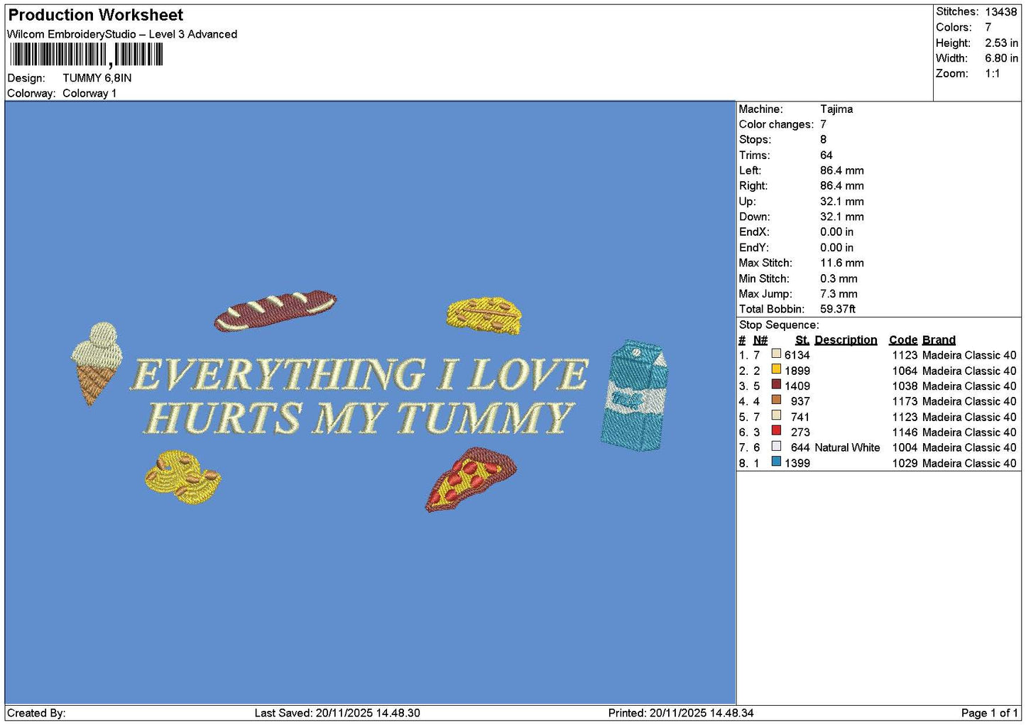 Tummytext Embroidery File 6 sizes