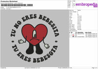 Tu No Eres Bebesita Embroidery File 4 size