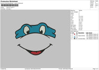 Turtle Face Embroidery File 4 sizes