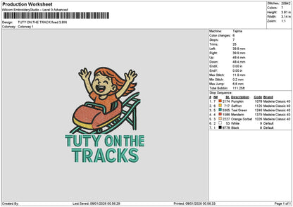 Tutytext Embroidery File 6 sizes