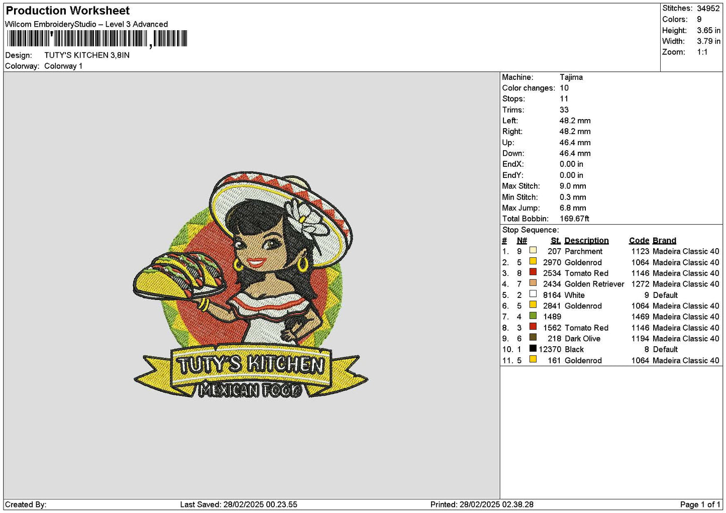 Kitchentext 2802 Embroidery File 6 sizes
