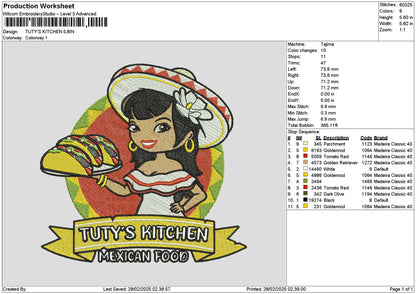 Kitchentext 2802 Embroidery File 6 sizes