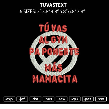 Tuvastext Embroidery File 6 sizes