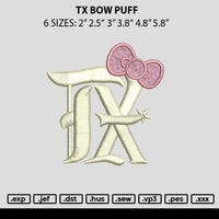 Tx Bow Puff Embroidery File 6 sizes