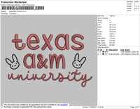 Texas A&M Bunny Embroidery File 4 size