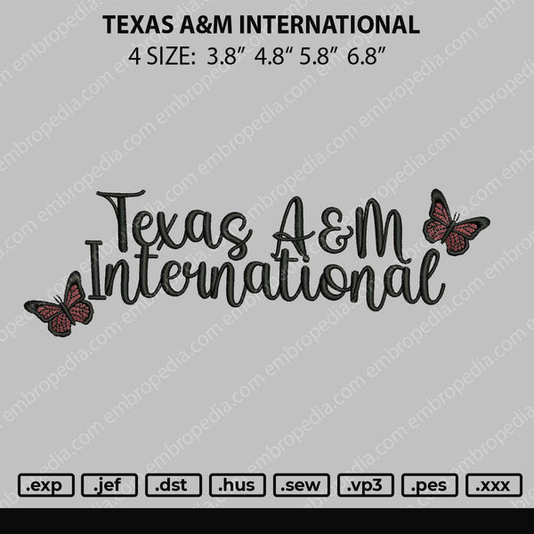 Texas A&M International Embroidery File 4 size