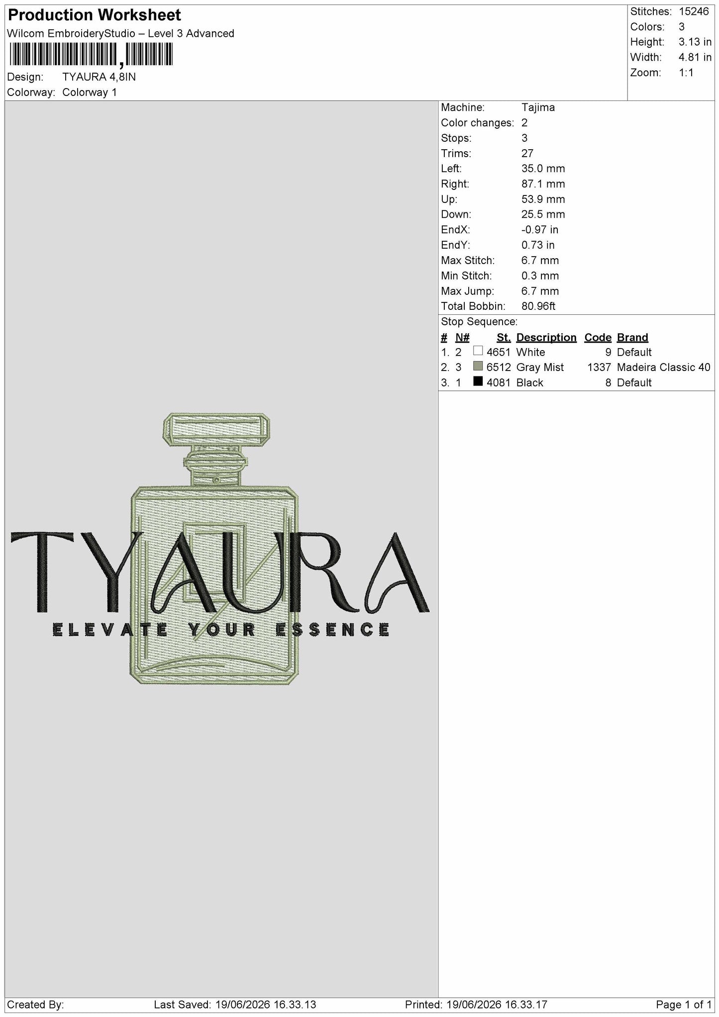 Tyauratext Embroidery Machine Design File 6 sizes