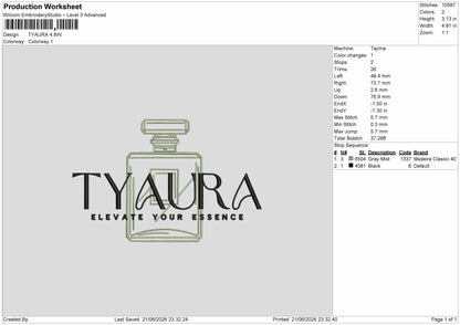 Tyauratext Embroidery Machine Design File 6 sizes