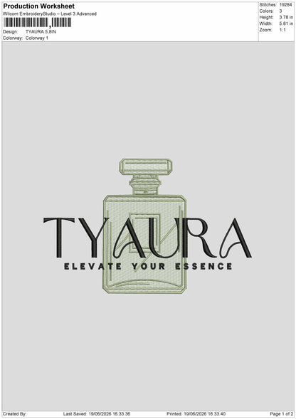 Tyauratext Embroidery Machine Design File 6 sizes